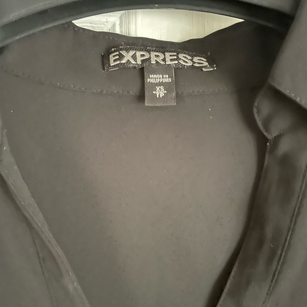 Express Black Button-Front Blouse - Picture 2 of 4